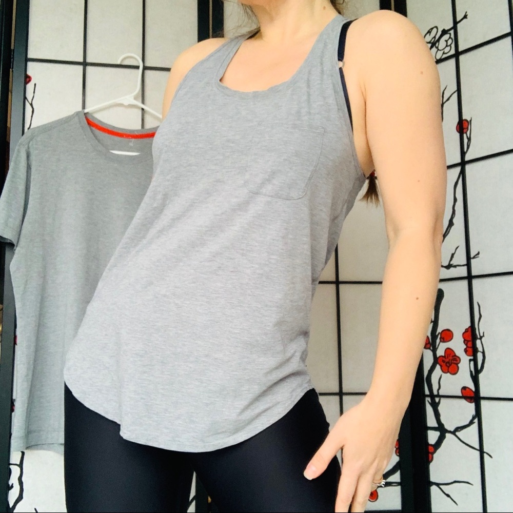 Lululemon Athletica Racer Back Chest Pocket Gray Tank